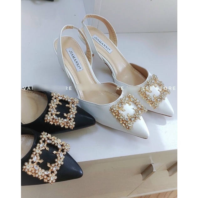 Giày Sandal cao gót nhọn 5 phân mũi đá vuông siêu hot Sandal cao gót nữ mũi đá hoa mới E20 E30