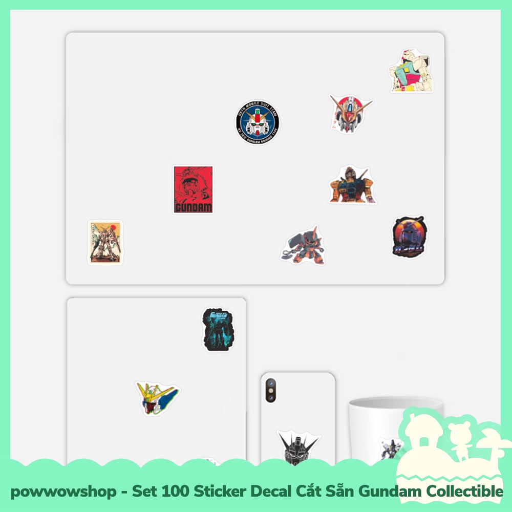 [Sẵn VN - Hỏa Tốc] Set 100 Sticker Mini Decal Dán Trang Trí Vật Dụng Mẫu Anime Manga Game Gundam Collectible