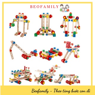 [Mã Sale Khủng] Đồ Chơi Lắp Ráp Mô Hình 100 Kiểu Sáng Tạo Bằng Gỗ Cho Bé - BEOFAMILY - đồ chơi gỗ