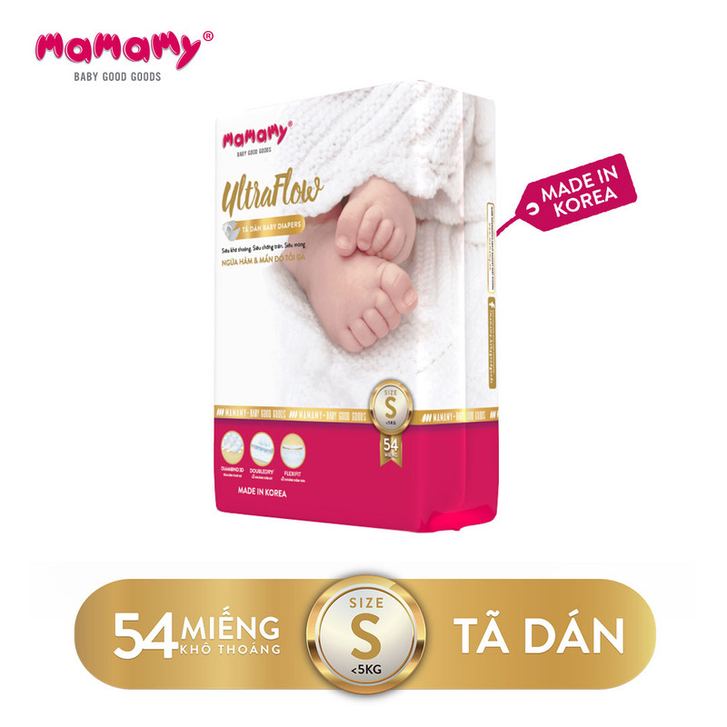 Tã dán Ultraflow Mamamy chống tràn, khô thoáng đủ size S54M46L42XL36