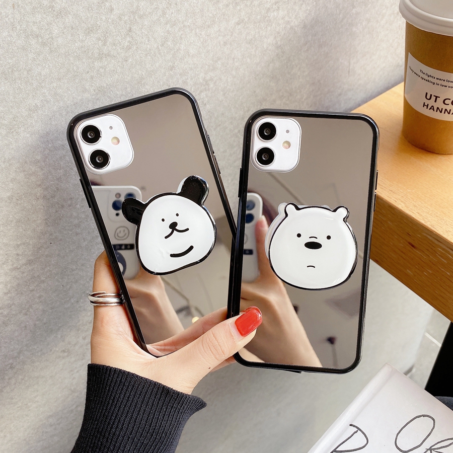 Mirror Phone Case Huawei Y6s Y9s Y9Prime2019 Y7Pro Y7P2020 Y6Pro2019 Cartoon Bear Phone Stand Holder