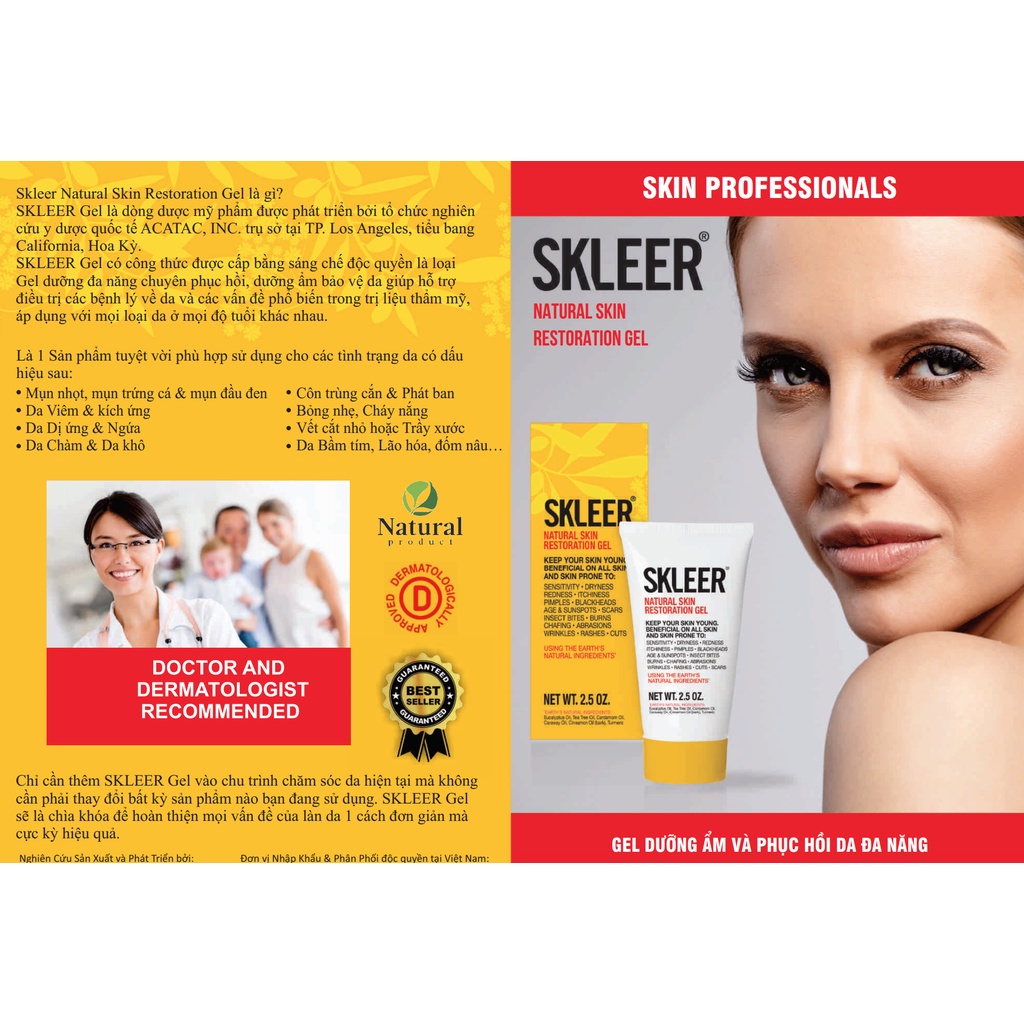 GEL DƯỠNG PHỤC HỒI DA SKLEER NATURAL SKIN RESTORATION