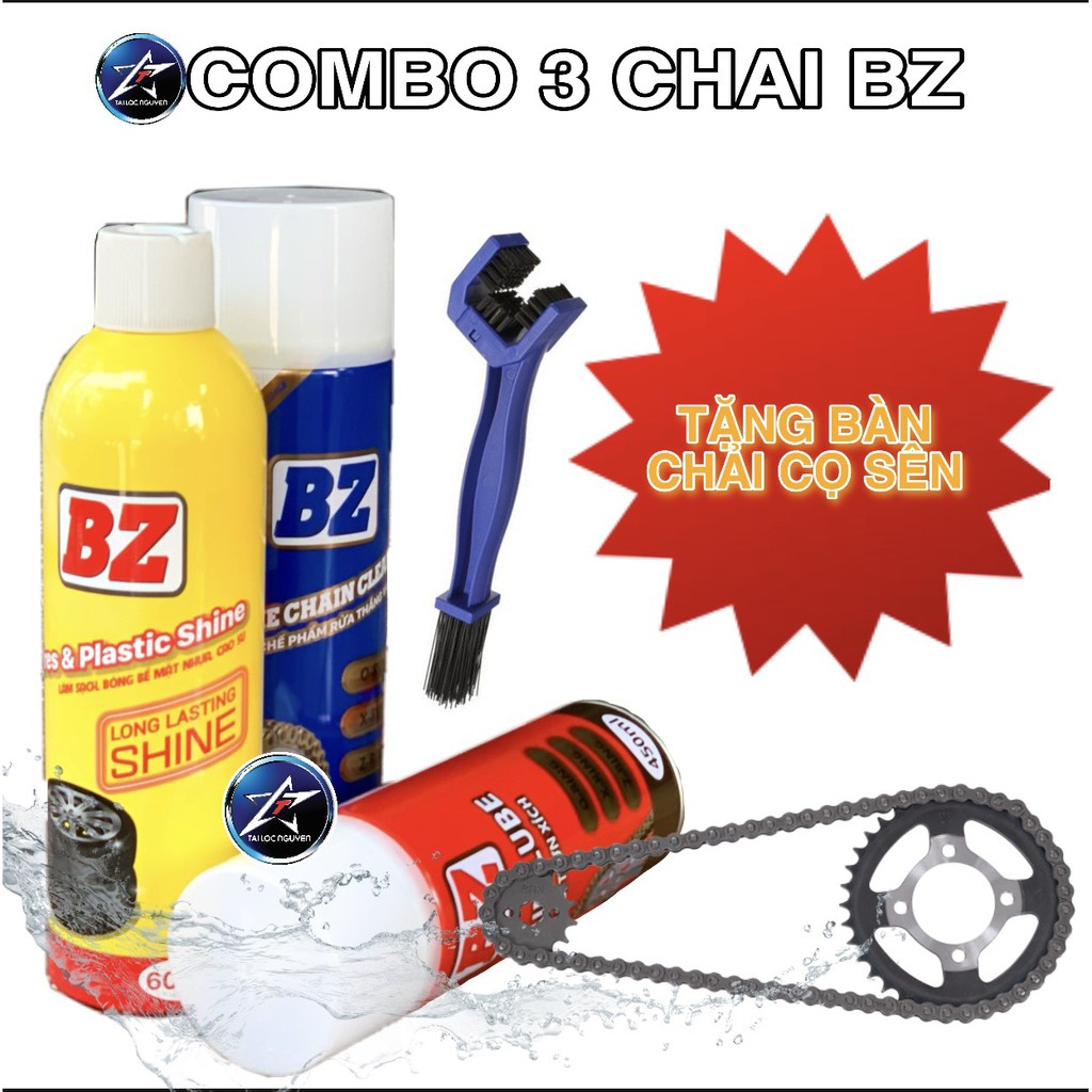 COMBO 3 CHAI BZ CHĂM SÓC XE - TẶNG BÀN CHẢI