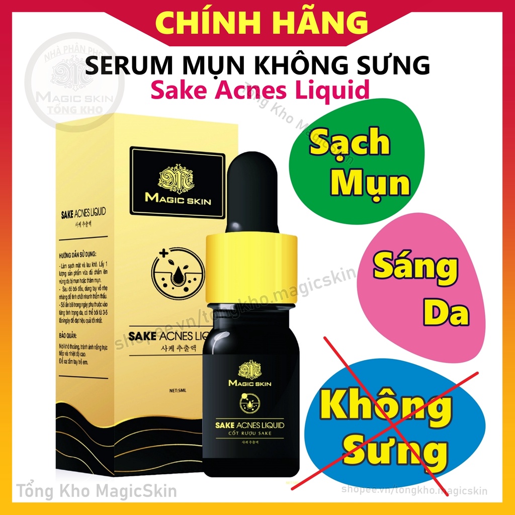 Combo Ngừa mụn KHÔNG SƯNG Magic Skin 3 sản phẩm Sake, Hà Diệp Lục, Ngừa Thâm