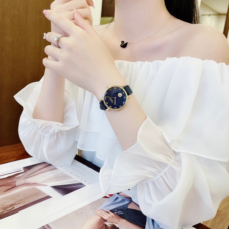 Đồng hồ nữ Versus dây da xanh navy, kích thước 36mm