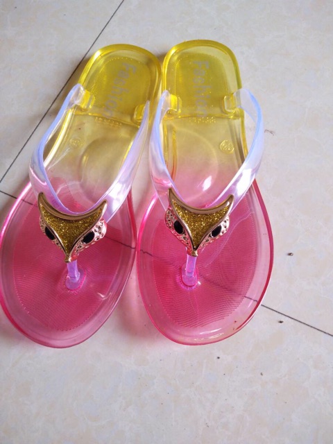 Dép cao su trong 2 màu đính mặt hồ ly SIÊU HÓT CỰC XINH