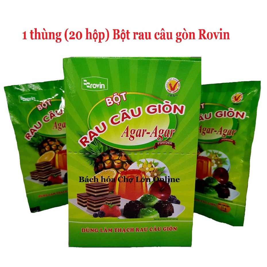 1 thùng (20 hộp) Bột rau câu giòn Hoàng Yến Rovin