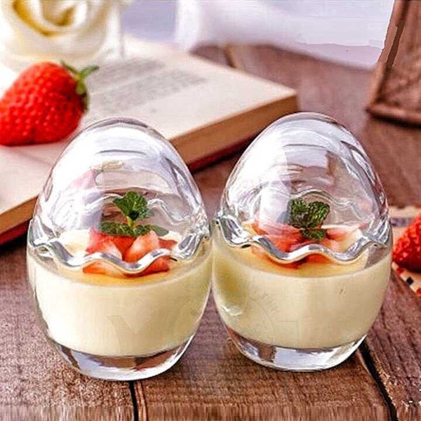 Hũ thủy tinh Hình Quả Trứng 60ml làm bánh pudding, sữa chua, flan cho bé