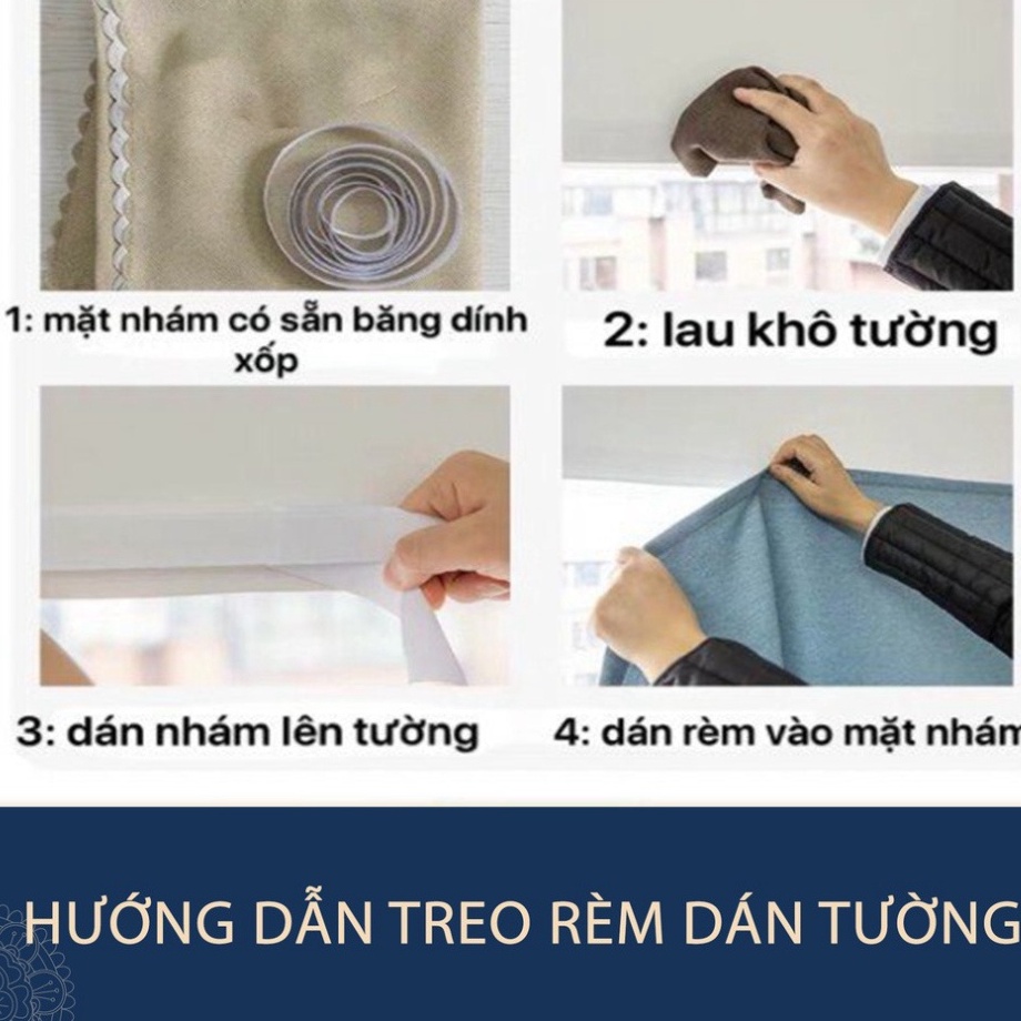 Rèm cửa sổ chống nắng cản sáng, chống tia uv, kiểu dáng ore, rèm dán tường - màu ghi xám (kích thước nhỏ)