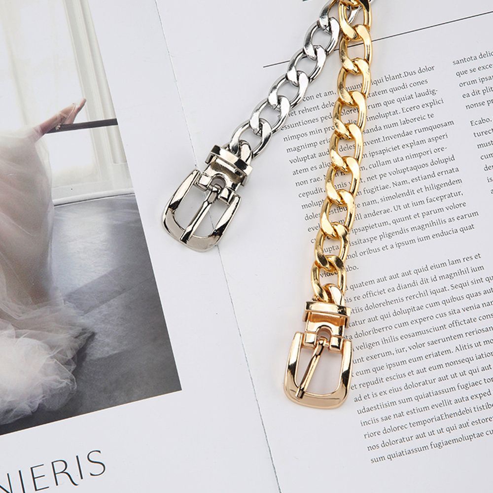 Thắt lưng dây xích có khóa cài vuông thiết kế thời trang cho nam và nữ