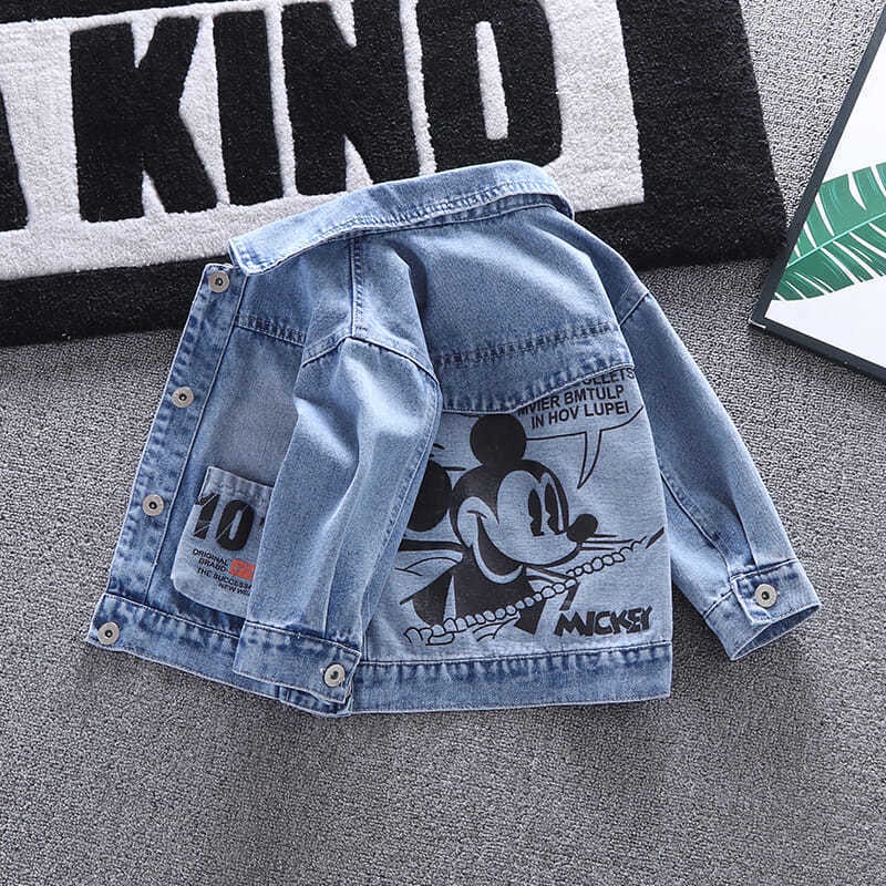 Áo Khoác Jeans In Hình Chuột Mickey Thời Trang Cho Bé Trai Và Gái 2-8 Tuổi