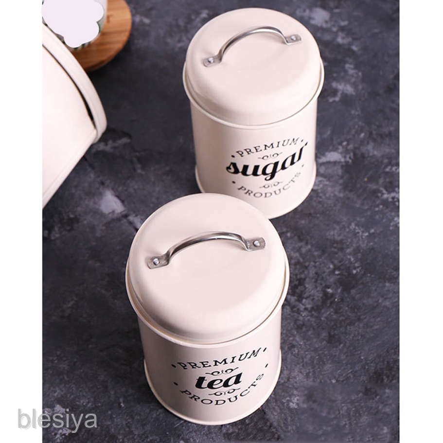 Hộp thiếc đựng trà/cà phê/đường có nắp đậy tiện dụng