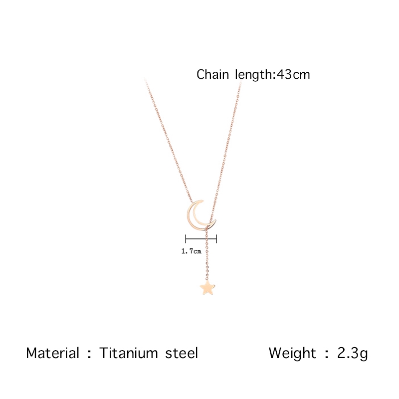 Vòng cổ bằng thép titan mặt dây hình ngôi sao và mặt trăng thời trang cho cặp đôi