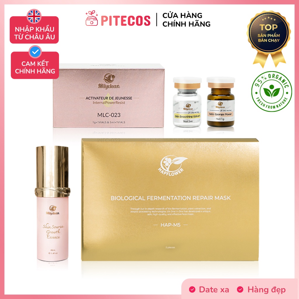 Combo peel da tại nhà: Vi kim tảo biển nano MLC-023 - Mặt nạ sinh học hồi phục HAP-M5 - Tinh chất phục hồi MLC-03