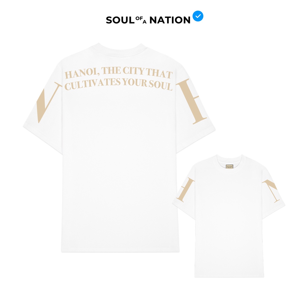 Áo thun unisex In họa tiết chữ cao cấp và chi tiết tay SAIGON/ HANOI SLOGAN form basic 100% SOUL OF A NATION