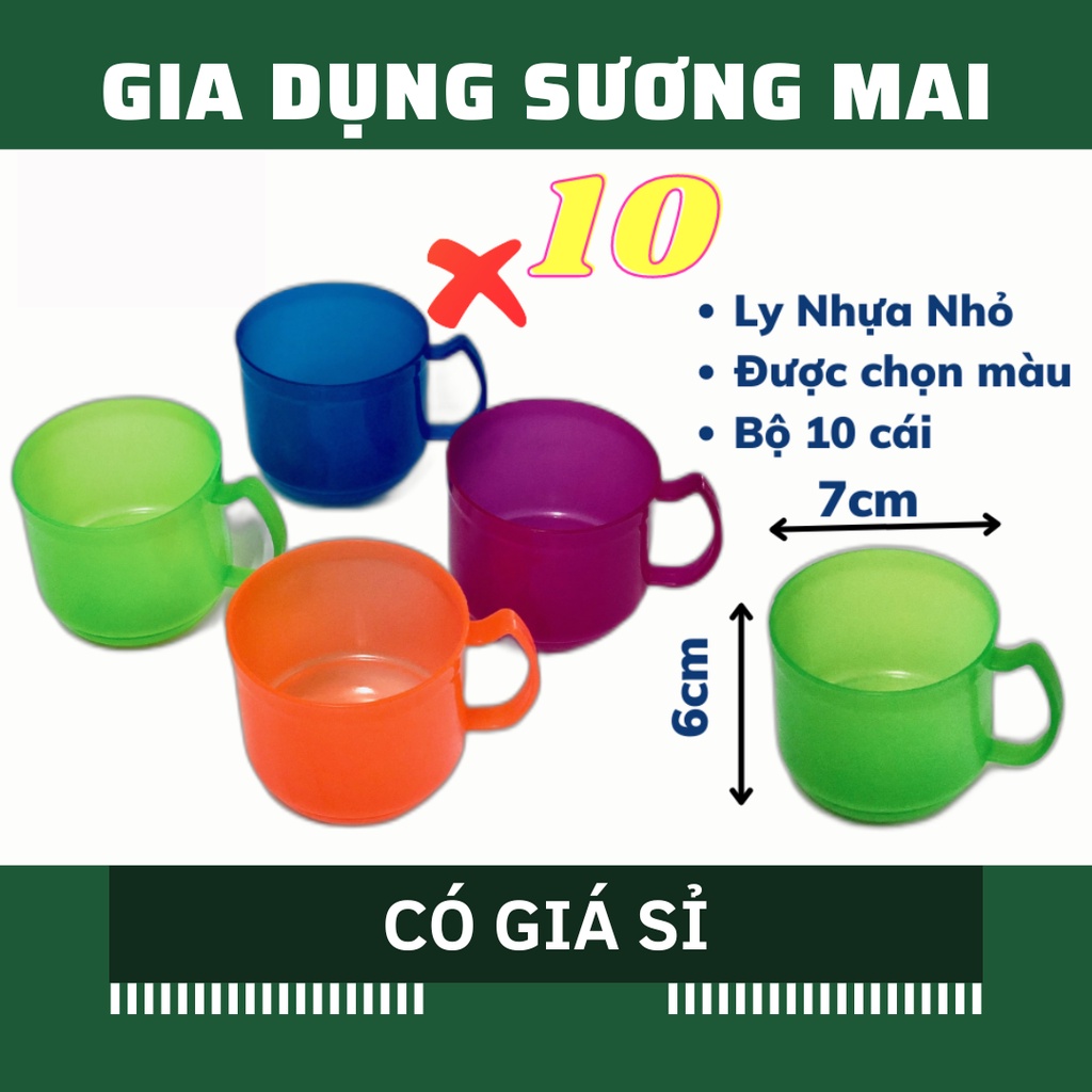 [Giá Sỉ] Bộ 10 Ly Nhựa Nhỏ Uống Nước cho Trẻ em, Học Sinh Tiểu Học