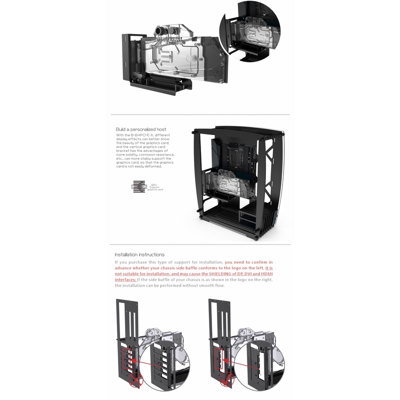 Thẻ Đồ Họa PCI Express Bykski B-6HPCI-E-X 25cm 6 PCI-E Linh Hoạt Kèm Dây Cáp GPU