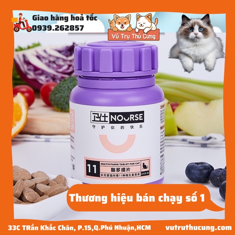 Vitamin cho Mèo Nourse 11, cho Mèo biếng ăn, dinh dưỡng cho Mèo