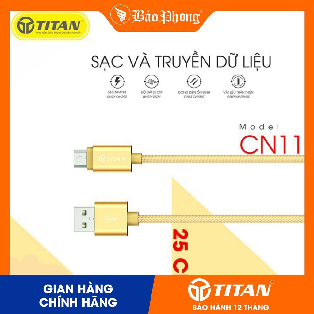 Cáp Ngắn 25cm Dây Dù Chân Micro TITAN - CN11 (BẢO HÀNH 12 THÁNG)