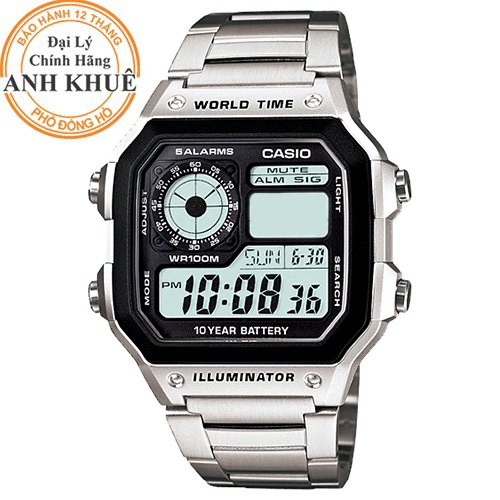 Đồng hồ nam dây kim loại Casio chính hãng Anh Khuê AE-1200 AE-1200WHD-1AVDF