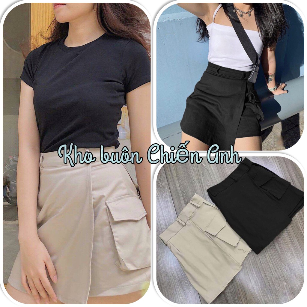 CHÂN VÁY KAKI LỆCH TÚI HỘP CỰC HOT
