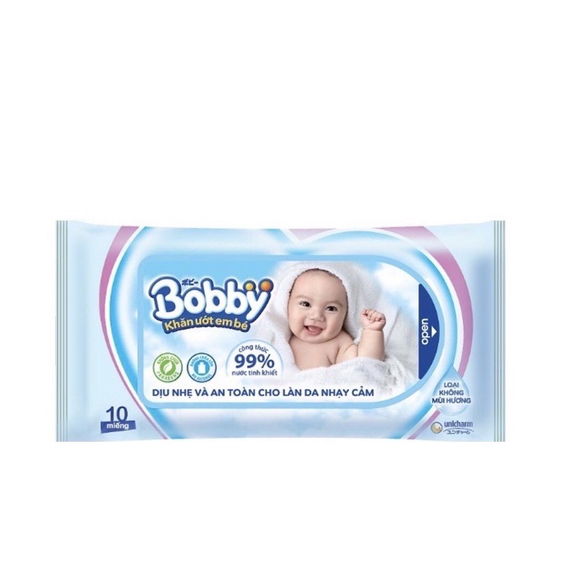 KHĂN ƯỚT BOBBY 10 tơf và 80 TỜ CHÍNH HÃNG-k mùi, gói bổ sung