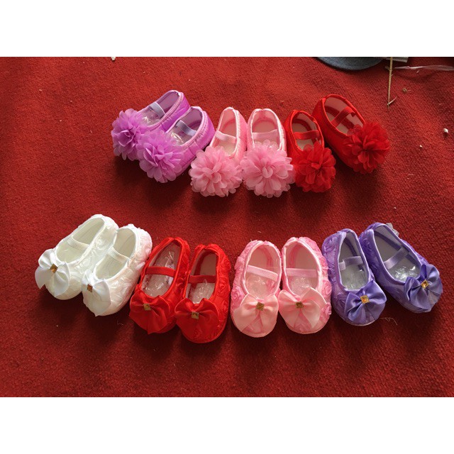 Giày nơ tập đi cho bé gái 3 - 12 tháng - Hàng nhập khẩu