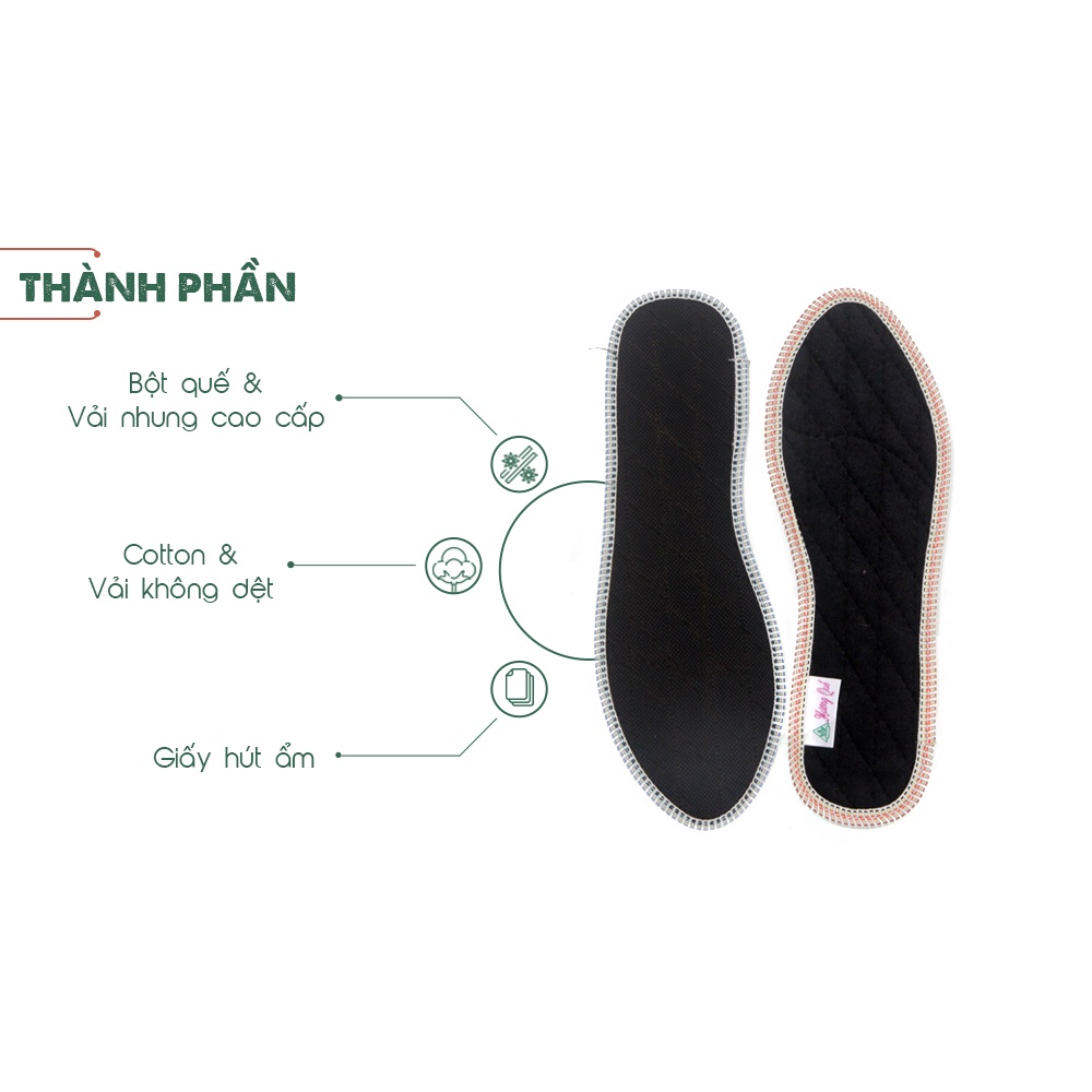 Lót giày quế Trà My - Hương Quế giúp giữ chân khô, ấm và thơm
