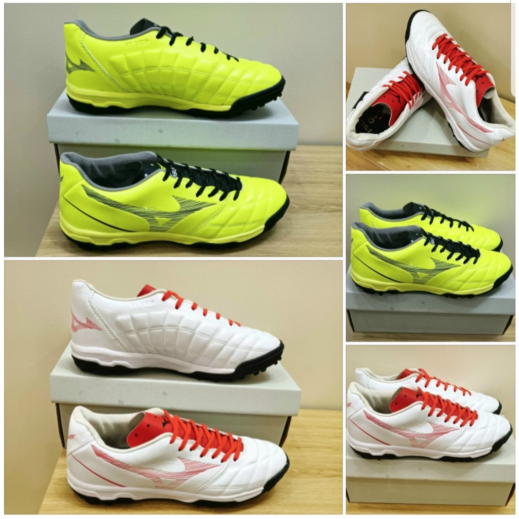 Giày đá bóng sân cỏ nhân tạo Mizuno Neo 2 Trắng Vàng da mềm đế êm siêu bền