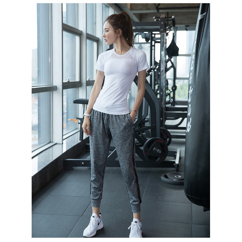 Quần Tập Gym Nữ [JOGGER] Thể Thao Thun Pha Lưới Hông [ĐỒ TẬP GYM NỮ]