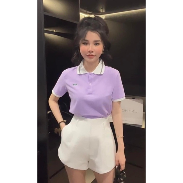 ÁO THUN CỔ TRỤ NỮ LOGO CÁ SẤU 2 MÀU XANH TÍM DỄ THƯƠNG - NỮ TÍNH (CÓ BIGSIZE)