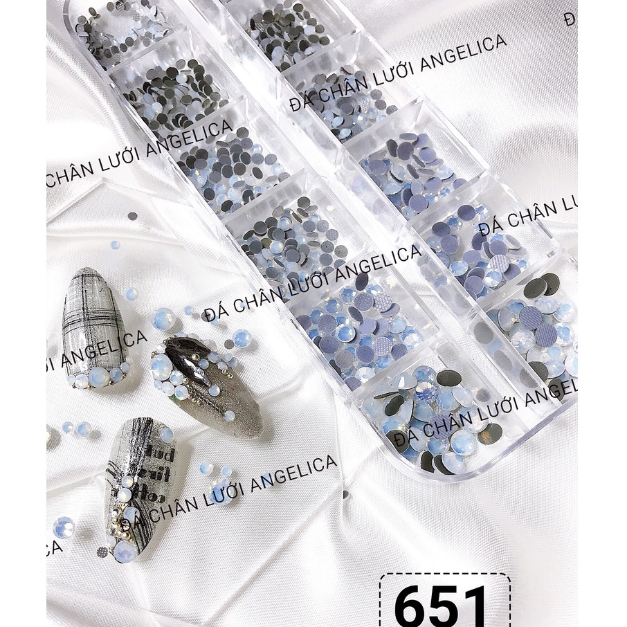 Đá Chân Lưới Nail 12 Khía White Opal Trang Trí Móng ANGELICA 651