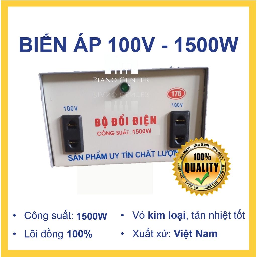 Adapter - Biến áp/ Bộ đổi nguồn điện 220V sang 100V, 1500W lõi đồng (hàng Việt Nam, công ty 176)