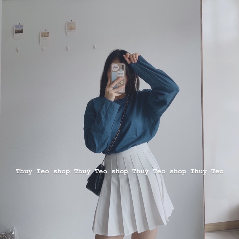 [Hàng sẵn] Áo thun giấy dài tay nữ - Áo thun nữ trơn cổ tròn