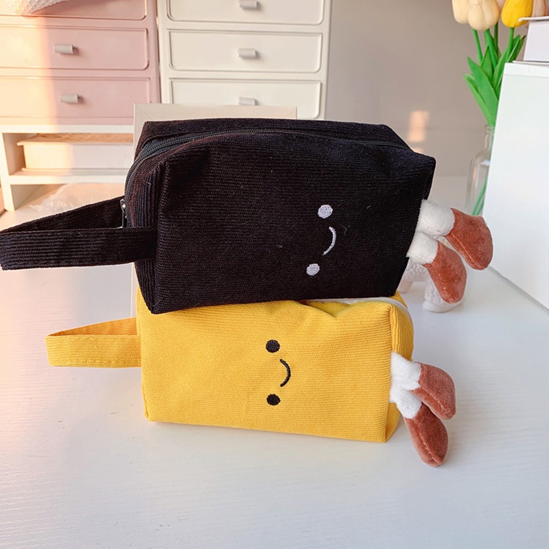 Túi Đựng Bút / Mỹ Phẩm Sức Chứa Lớn Bằng Vải Nhung Có Tay Cầm Dành Cho Người Lớn Và Trẻ Em