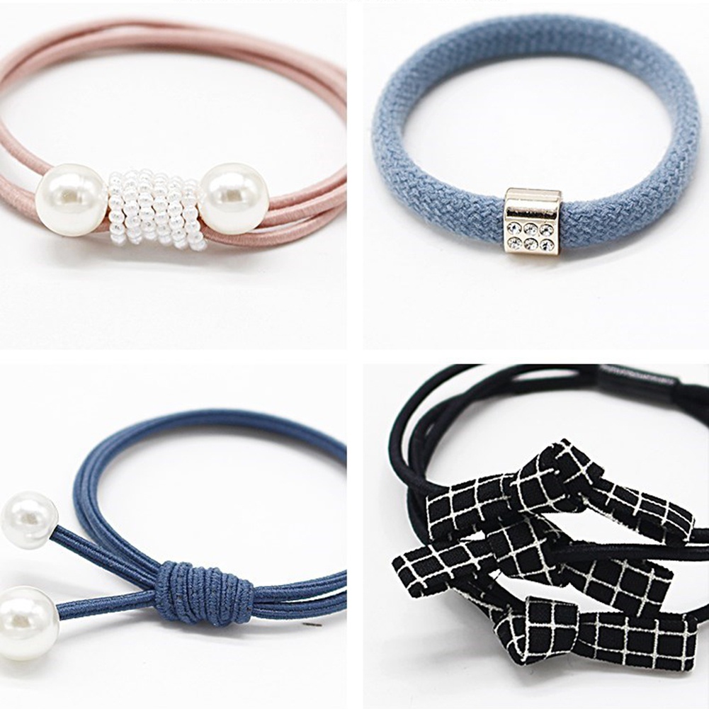 Set 12 Dây Cột Tóc Co Giãn Nhiều Kiểu Xinh Xắn Cho Nữ