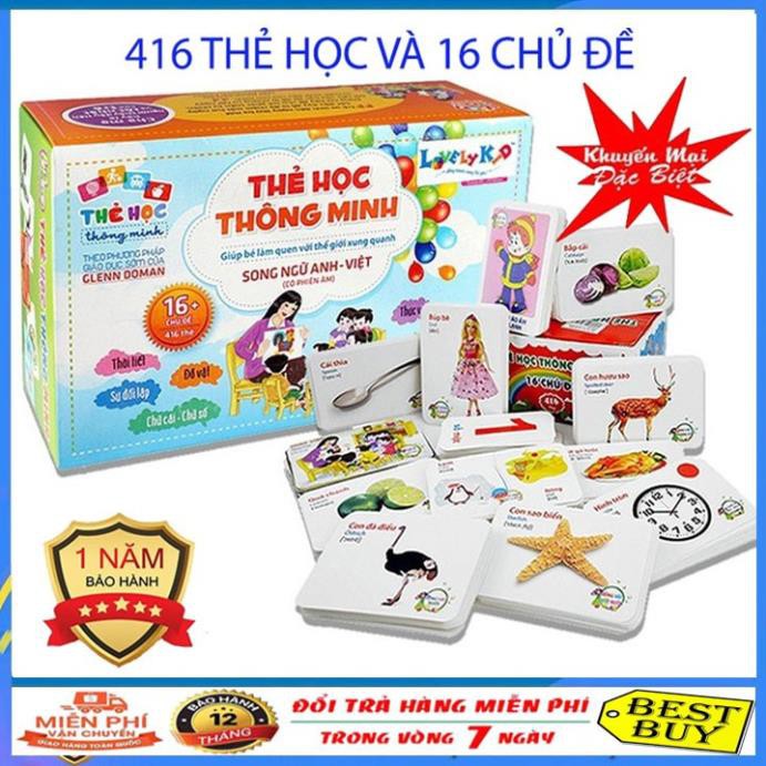 Bộ thẻ học thông minh 16 chủ đề cho bé - Bộ thẻ học flashcard 16 chủ đề 416 thẻ song ngữ Anh Việt