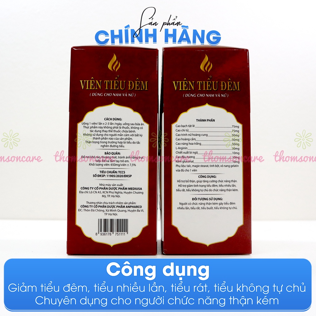 Viên Tiểu Đêm - Từ Trinh nữ Hoàng Cung, Hoàng Cầm giúp  bổ thận giảm tiểu đêm, tiểu buốt dùng cho cả nam nữ - Hộp 30viên