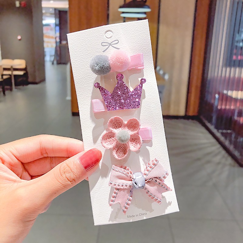 Set 4 kẹp tóc công chúa dễ thương cho bé