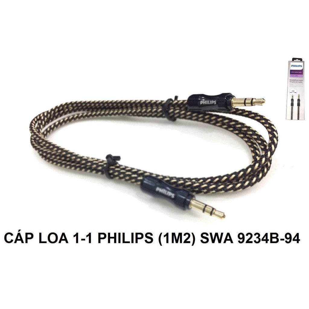 Cáp loa 1 đầu 3 ly sang 1 đầu 3 ly Philips 1.2m SWA 6234b/94 , 9234b/94