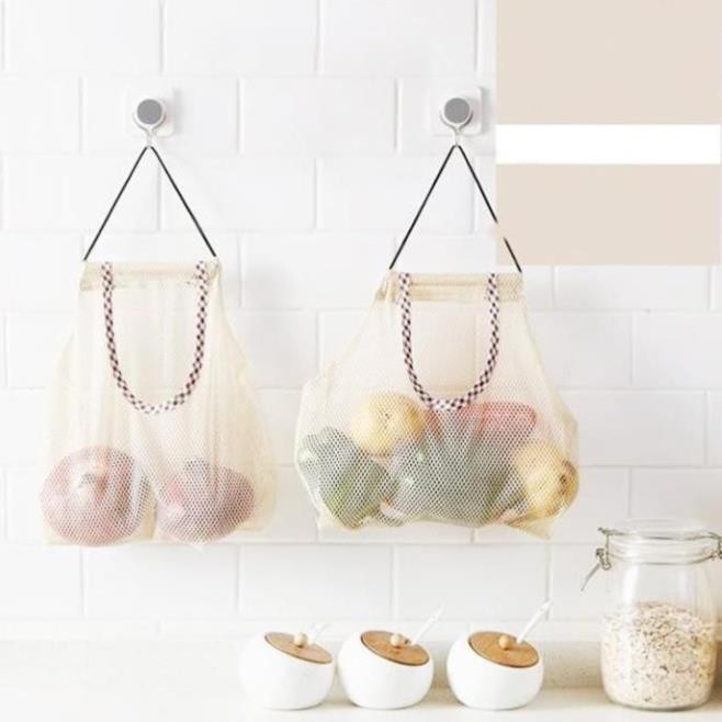 Túi Lưới Treo Tường Đựng Thực Phẩm Đa Năng, Bảo Quản Củ Quả , Hành Tỏi