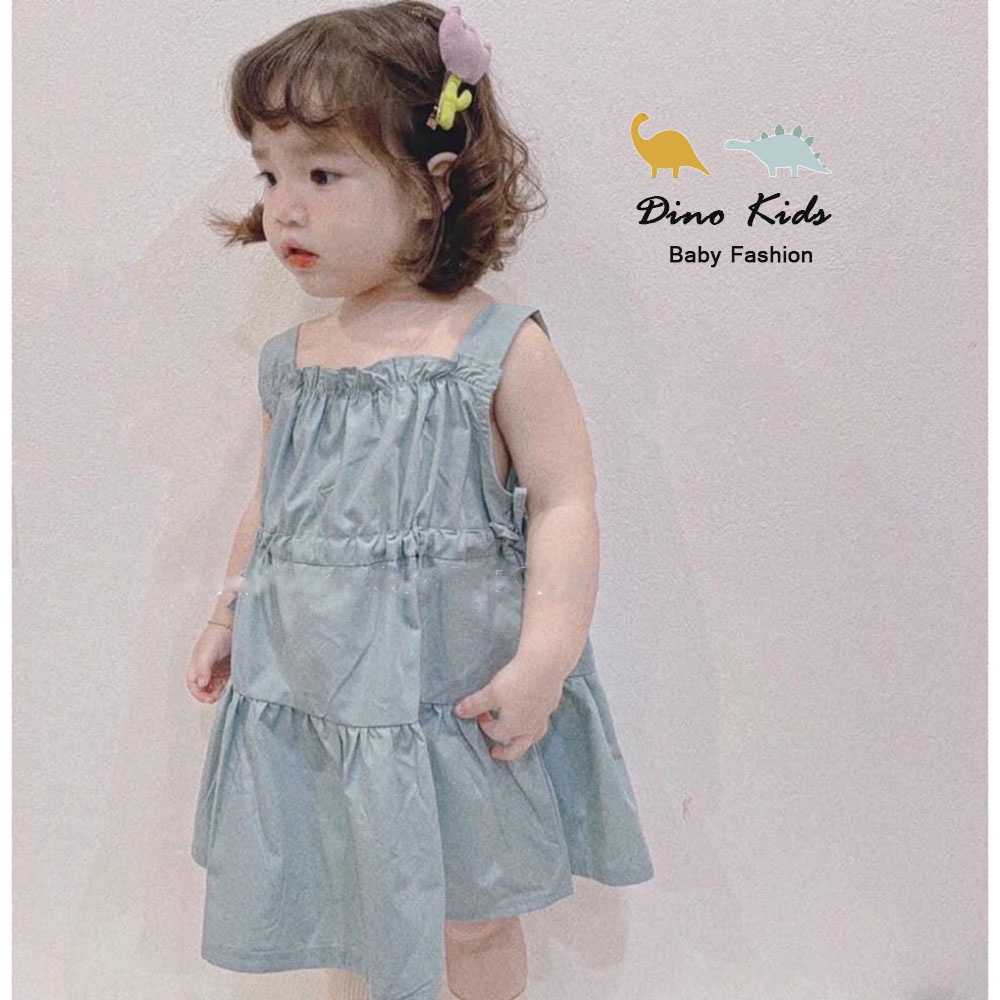 Váy 2 dây chất thô chun trơn cho bé gái, Váy hai dây kiểu dáng Hàn Quốc cho bé gái
