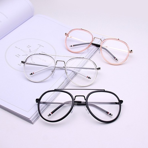 Kính gọng cận nam nữ phong cách Hàn Quốc, mắt kính không độ tròn thời trang chống tia UV LUMINA 059
