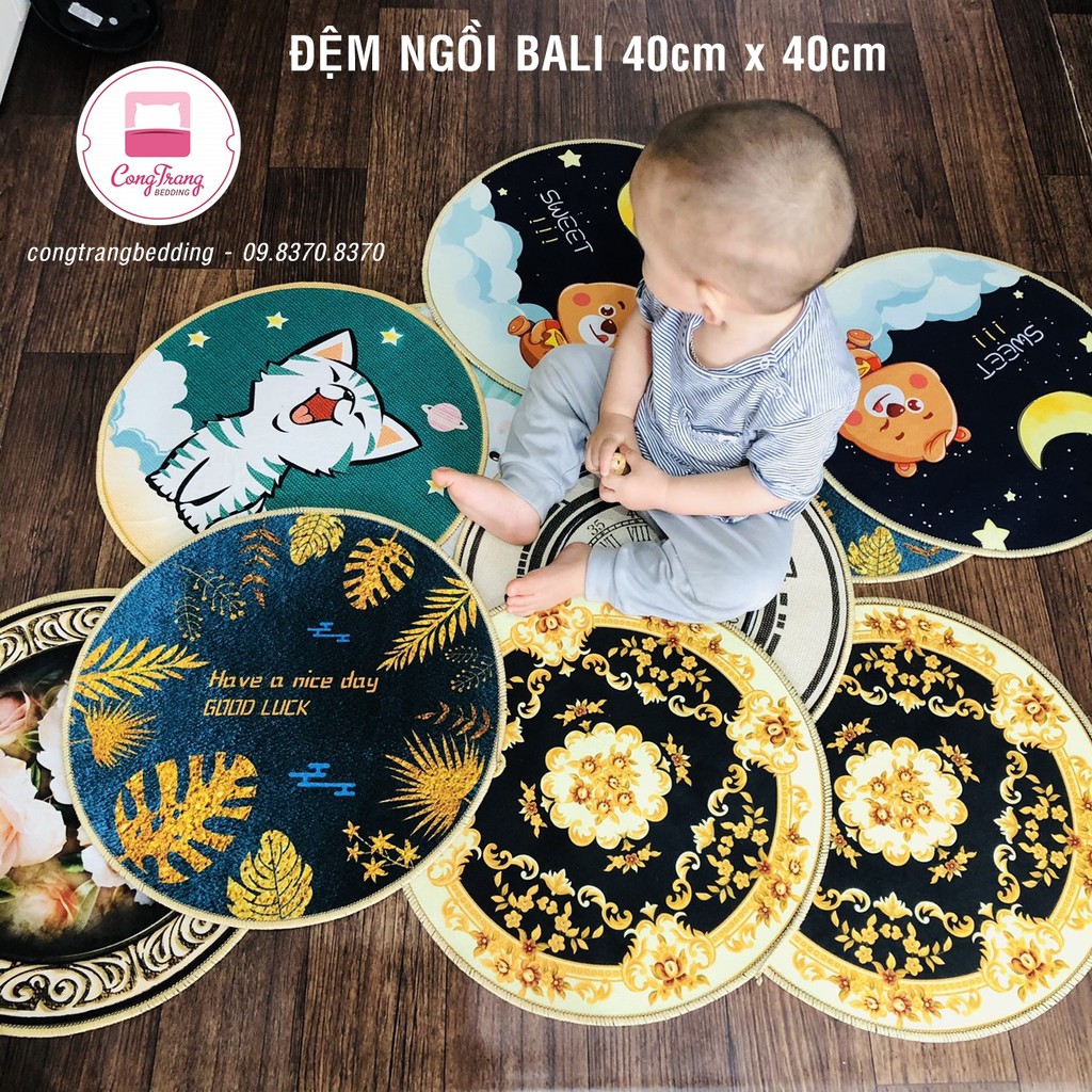 Thảm Trải Sàn Bali hình tròn (1m x 1m) Trải Sàn Trang Trí Cao Cấp - ( Mặt Sau đế cao su Chống Trơn Trượt )