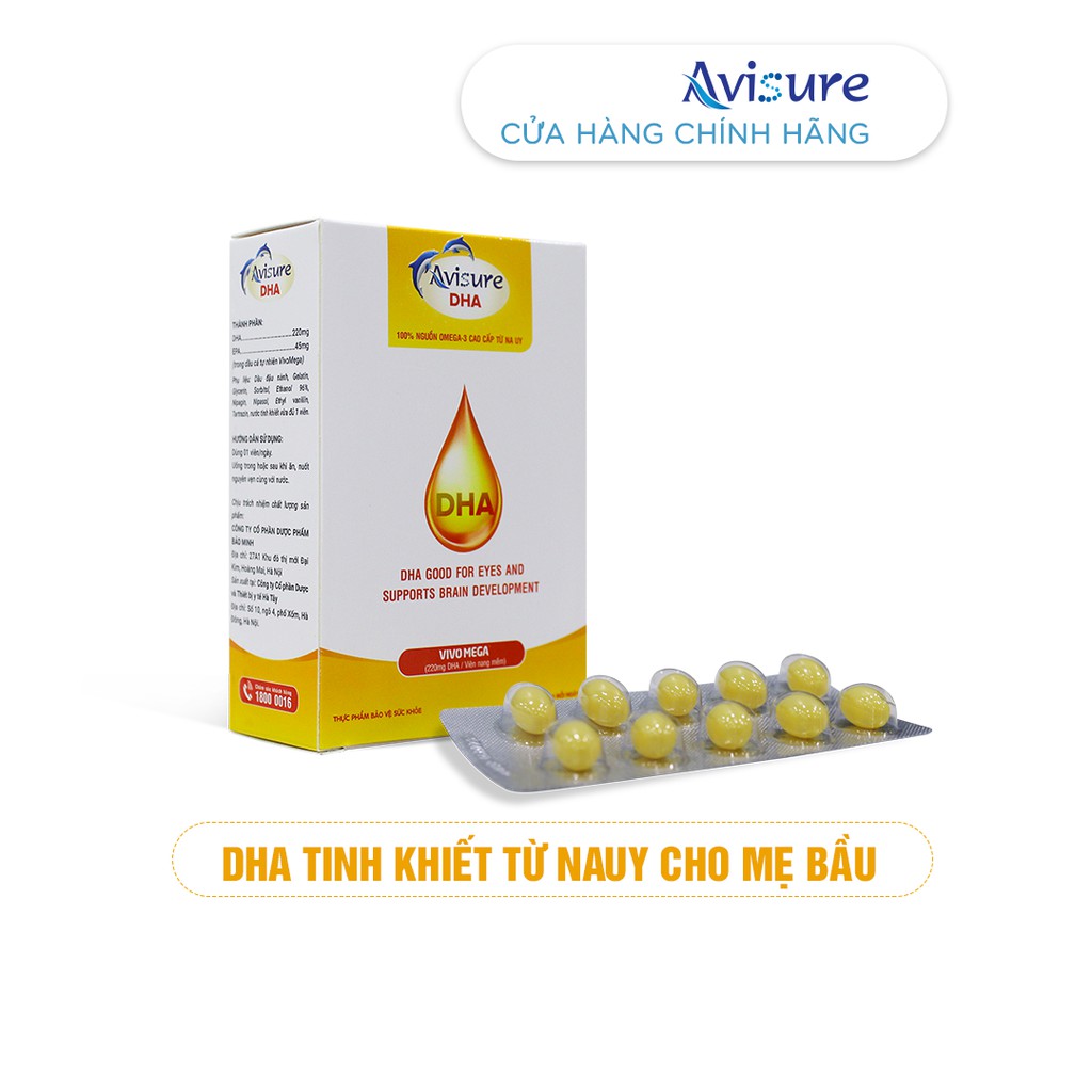 DHA tinh khiêt từ Na-Uy Avisure DHA (Hàm lượng tăng 1,5 lần) Hộp 40 viên