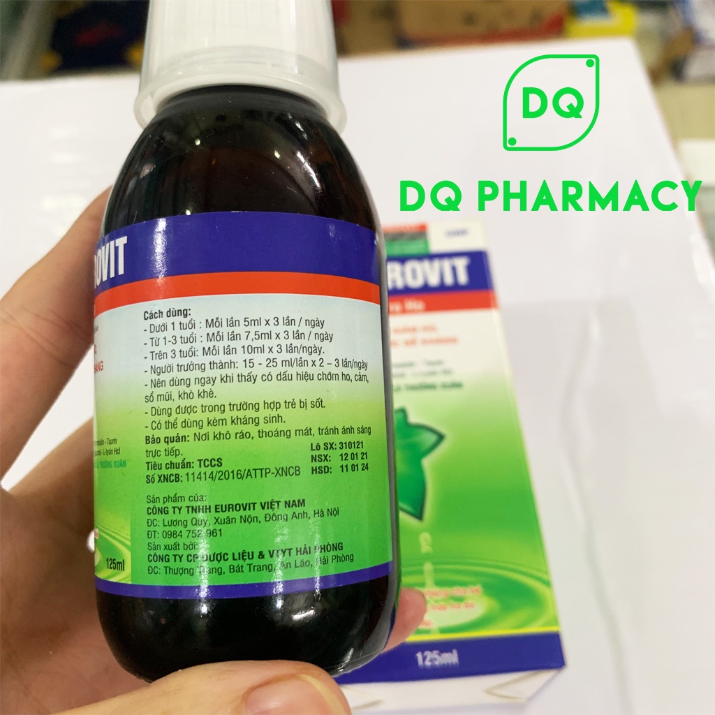 Siro ho cho bé, hiệu quả, tăng đề kháng Euprovit làm từ cao lá thường xuân chai 125ml