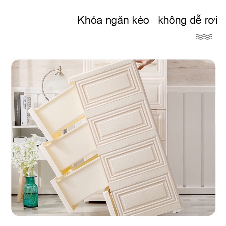 tủ quần áo nhựa cho bé có bánh xe Macaron bốn tầng năm tầng sáu tầng
