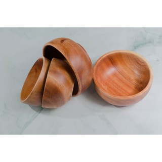 [Dụng cụ nhà bếp hiện đại] - Chén cơm bằng gỗ xà cừ nguyên khối 12cm