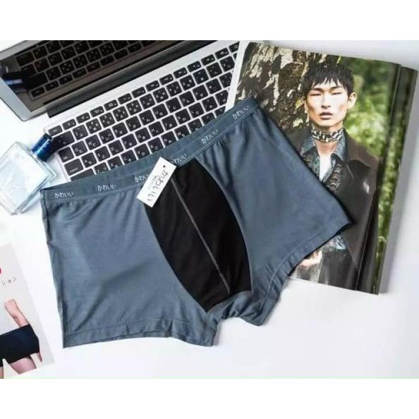 Quần Lót Nam Cotton Co Giãn Quần Sịp Đùi Túi Zip Bạc