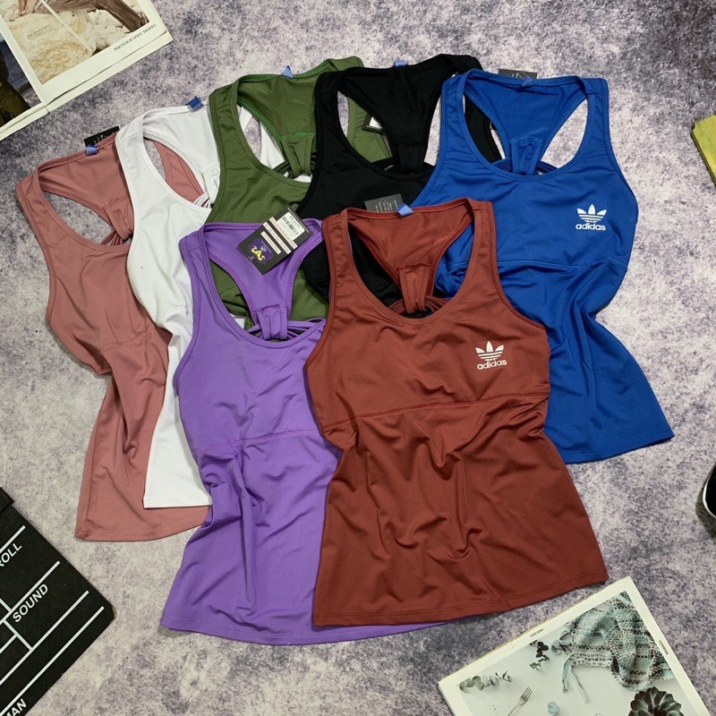 Áo ba lỗ nữ tập gym yoga chất thun lạnh phối dây chéo sau lưng
